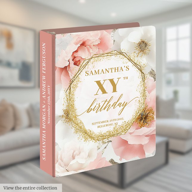 Chic Dusty Pink Gold Birthday Ring Binder (Chic Dusty Pink Gold Birthday Ring Binder

)