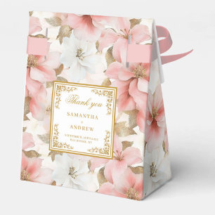Chic Dusty Pink Gold Watercolor Wedding Favor Box