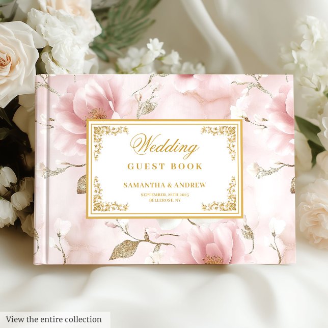 Chic dusty pink ivory floral wedding guest book (Chic dusty pink ivory floral wedding guest book)