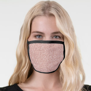 Chic Dusty Pink Rose Gold Glitter Glam Sparkle Face Mask