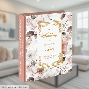 Chic dusty pink watercolor wedding ring binder