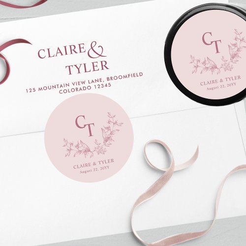 Chic Dusty Pink Wedding Envelope Seal  Favor