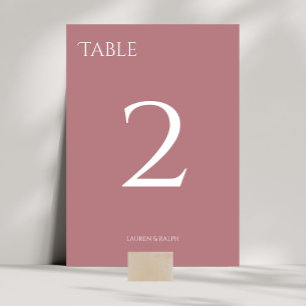 Chic Dusty Pink Wedding Table Number Card