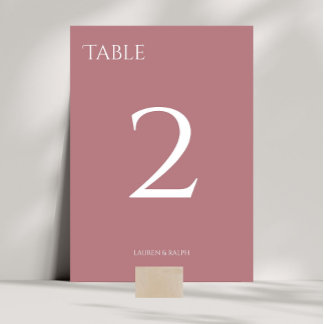 Chic Dusty Pink Wedding Table Number Card