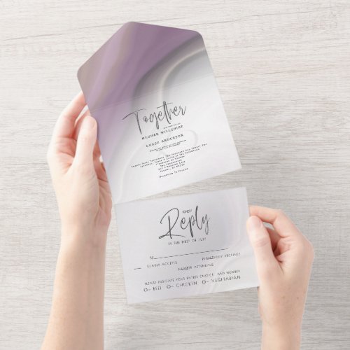 Chic Dusty Plum Dreamy Agate All In One Invitation