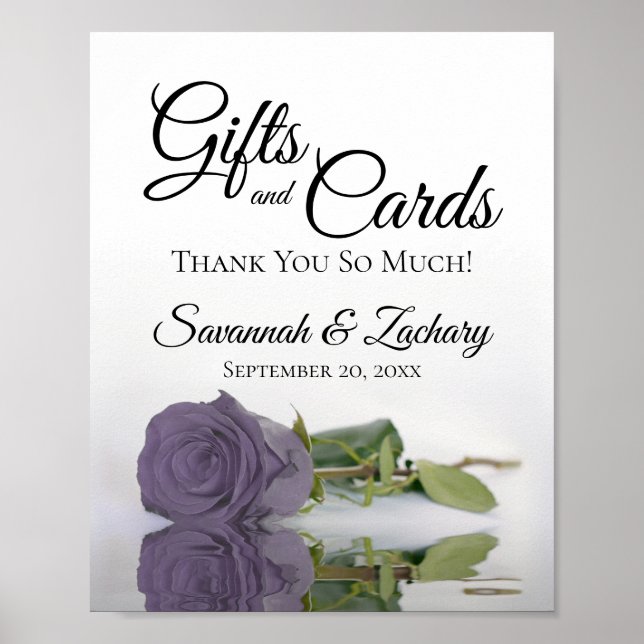 Chic Dusty Purple Rose Gifts & Cards Wedding Sign (Front)