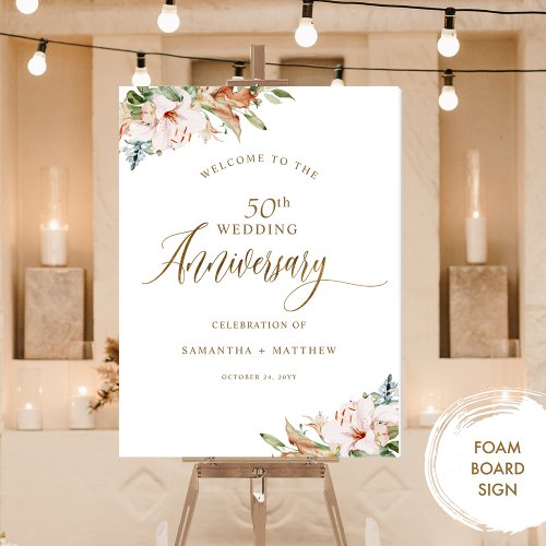 Chic Dusty Rose Lilies Wedding Anniversary Welcome
