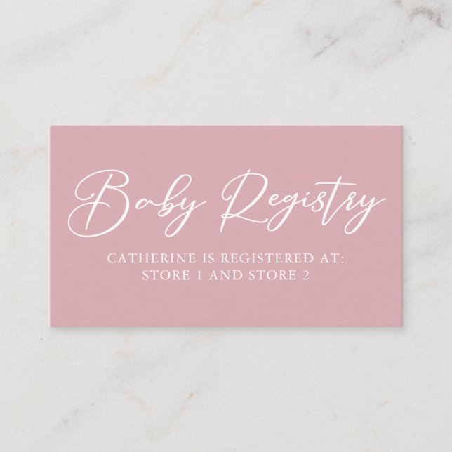 Chic Dusty Rose Pink Baby Registry Custom Enclosure Card (Front)