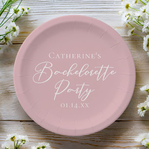 Chic Dusty Rose Pink Bachelorette Party Custom Paper Plates