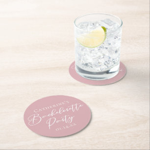 Chic Dusty Rose Pink Bachelorette Party Custom Round Paper Coaster
