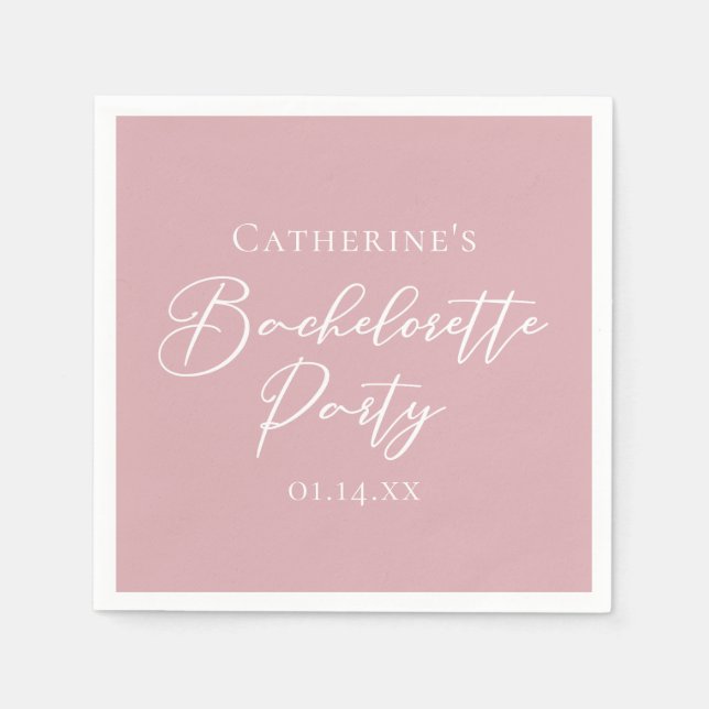 Chic Dusty Rose Pink Bachelorette Party Napkins (Front)