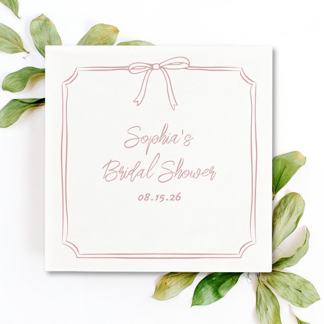 Chic Dusty Rose Simple Classic Bow Bridal Shower Napkins (Celebrate in style with these dusty rose bridal shower napkins—perfect for a chic and romantic event)
