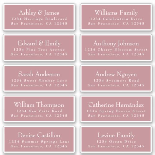 Chic Dusty Rose Wedding Guest Address Labels