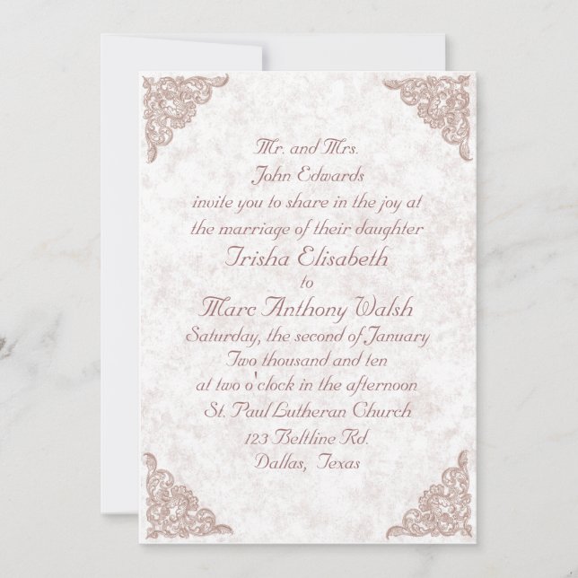 Chic Dusty Rose Wedding Invitation (Front)