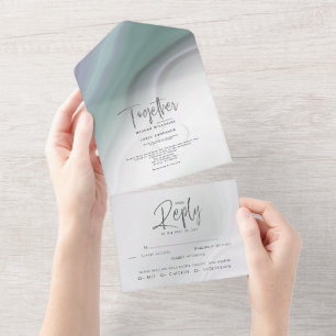 Chic Dusty Sage Lilac Agate All In One Invitation