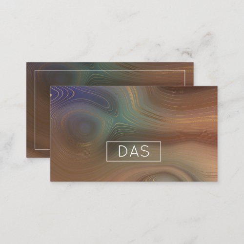 Chic Earthy Strata  Natural Copper Agate Monogram Business Card