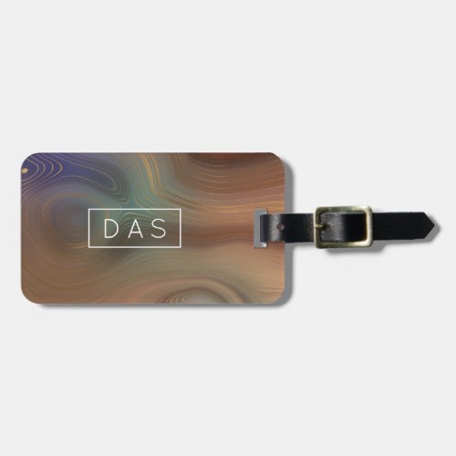 Chic Earthy Strata  Natural Copper Agate Monogram Luggage Tag