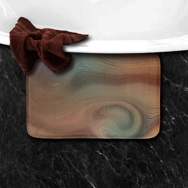 Chic Earthy Strata | Natural Copper Stone Agate Bath Mat (Creator Uploaded)