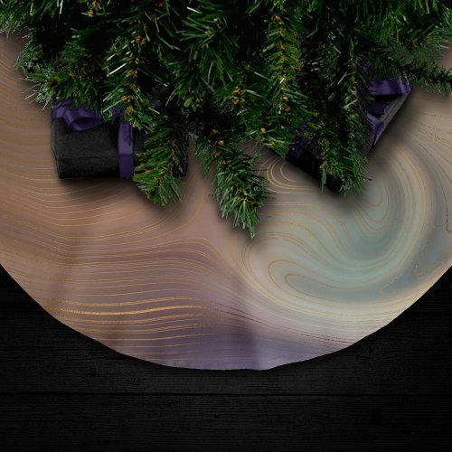Chic Earthy Strata  Natural Copper Stone Agate Brushed Polyester Tree Skirt