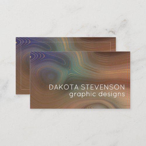 Chic Earthy Strata  Natural Copper Stone Agate Business Card