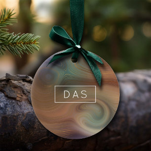 Chic Earthy Strata Natural Copper Stone Agate Ceramic Ornament