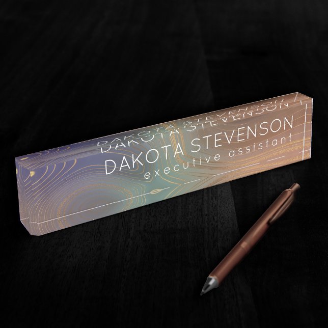 Chic Earthy Strata | Natural Copper Stone Agate Desk Name Plate (Creator Uploaded)