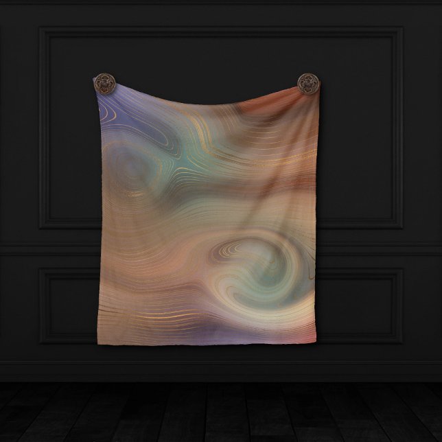 Chic Earthy Strata | Natural Copper Stone Agate Fleece Blanket (Creator Uploaded)