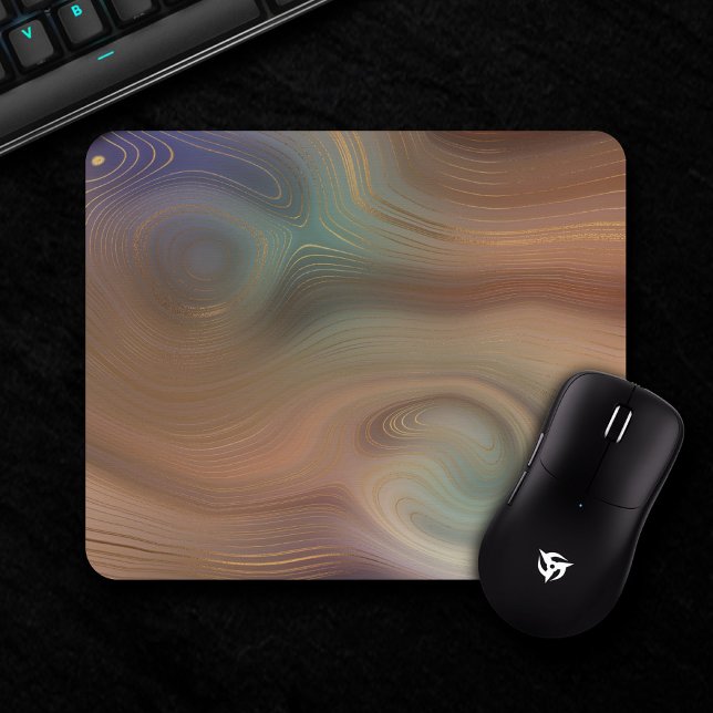 Chic Earthy Strata | Natural Copper Stone Agate Mouse Pad (Creator Uploaded)