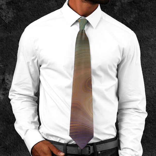 Chic Earthy Strata | Natural Copper Stone Agate Neck Tie (Creator Uploaded)
