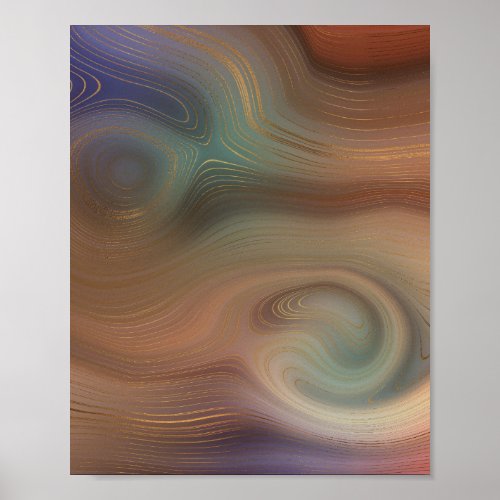 Chic Earthy Strata  Natural Copper Stone Agate Poster