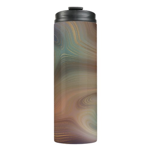 Chic Earthy Strata  Natural Copper Stone Agate Thermal Tumbler