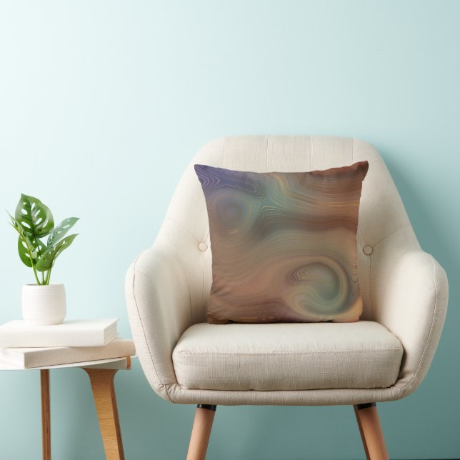 Chic Earthy Strata | Natural Copper Stone Agate Throw Pillow (Chair)