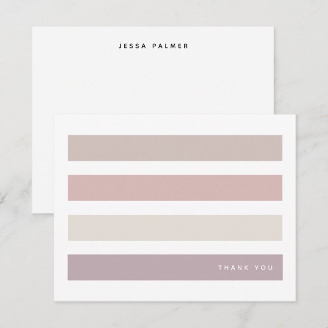 Chic Earthy Stripes Thank You Note Card (Front/Back)