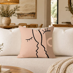 Chic Earthy Tones Woman Face Accent Throw Pillow