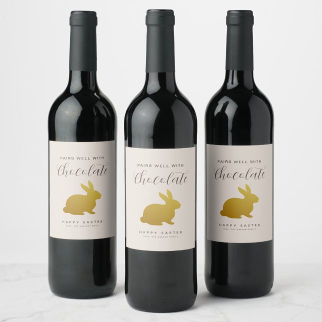 Chic Easter Bunny Personalized Wine Label (Bottles)