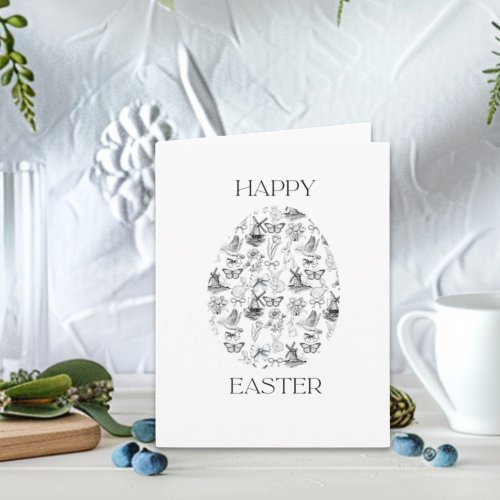 Chic Easter Toile Card _ Egg Black and White Toile