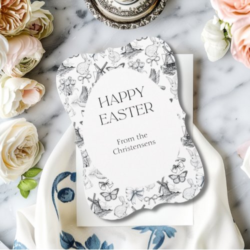 Chic Easter Toile Card with custom name _ Black