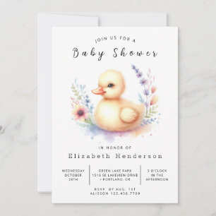 Chic Editable Duck Baby Shower Invitation