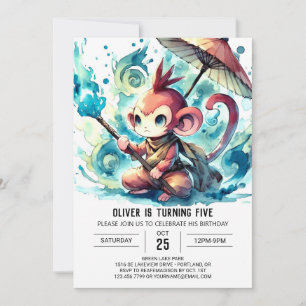 Chic Editable Monkey Birthday Invitation