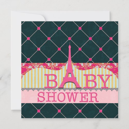 Chic Eiffel Tower Baby Shower Invitation