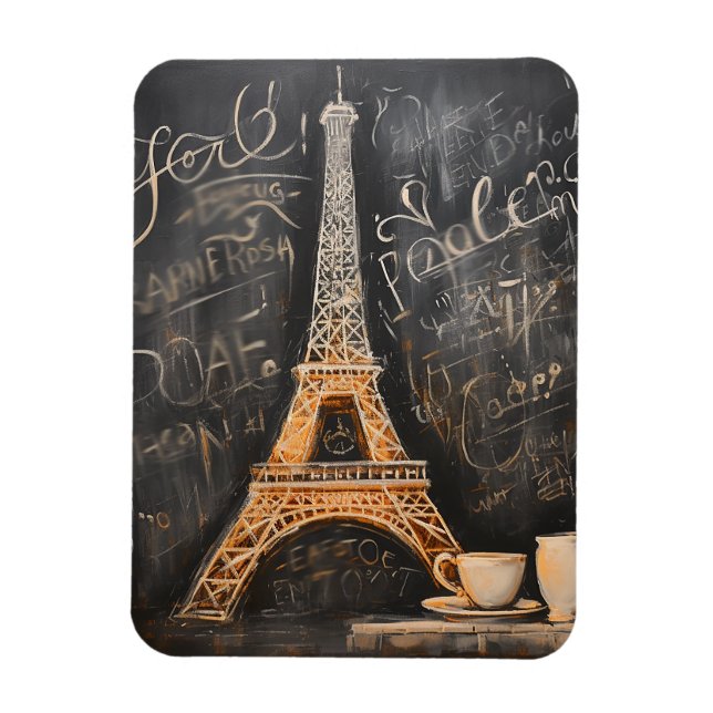 Chic Eiffel Tower Cafe Coffee Chalkboard Paris Magnet (Vertical)