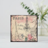 Chic Eiffel Tower & Chandelier Any Age Birthday Invitation (Standing Front)