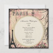 Chic Eiffel Tower & Chandelier Any Age Birthday Invitation (Back)