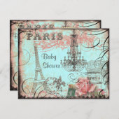 Chic Eiffel Tower & Chandelier Baby Shower Invitation (Front/Back)
