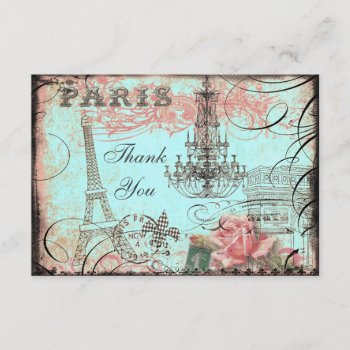 Chic Eiffel Tower & Chandelier Thank You by GroovyGraphics at Zazzle