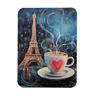 Chic Eiffel Tower Heart Cafe Coffee Chalk Paris Magnet