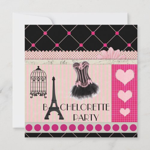 Chic Eiffel Tower Pink Paris Bachelorette Party Invitation