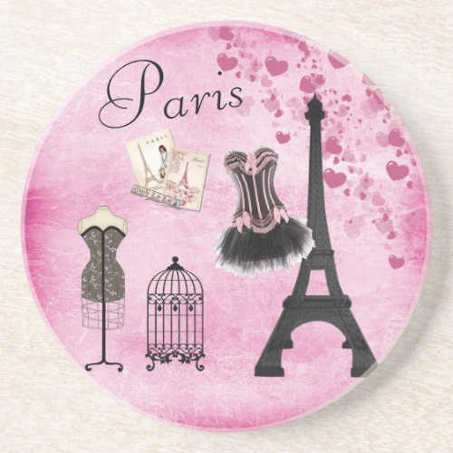 Chic Eiffel Tower Pink Paris Fashion Coaster