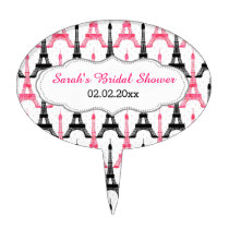 Chic Eiffel tower Pink Personalized Cake Picks