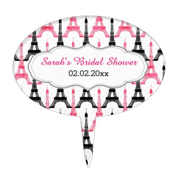 Chic Eiffel tower Pink Personalized Cake Picks